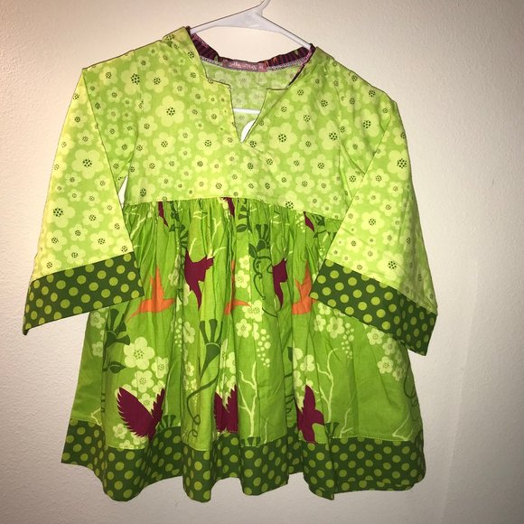 Jelly the Pug Hummingbird Dress Green Hooded 4T - Picture 1 of 10